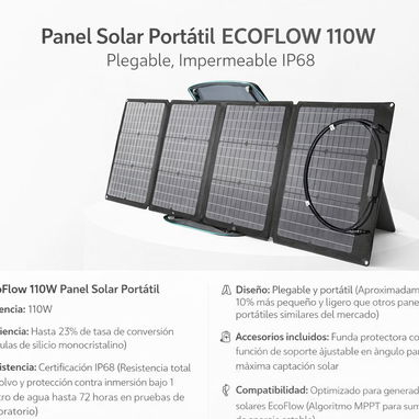 Panel Solar Portátil ECOFLOW 110W , Plegable, Impermeable IP68 / 205 - Img 119289112
