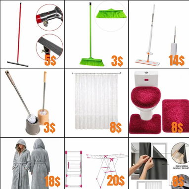Clóset, plato, colchón, rallador, cocina, bombillo, lámpara, sombrilla, sartén, espejo, cortina, almohada - 5/8