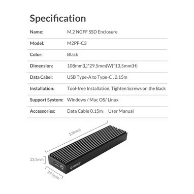 Cajita/Carcasa Orico SSD M.2 SATA para convertir discos internos SSD M.2 en discos externos en 25 USD - Img 123364783