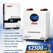 Kit Inversor MUST de 3000w con Batería SAKO 10kwh y 400Ah - Img 55746127