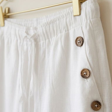 Pantalón de Hilo Blanco Fresco - Cintura Elástica con Cordón (Nuevo) - Img 125183496