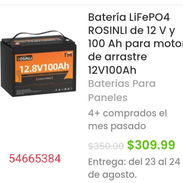Batería LiFePO4 ROSINLI de 12 V y 100 Ah para motor de arrastre 12V100Ah - Img 56887914