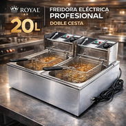Freidora eléctrica profesional ROYAL de 20L de doble cesta (10L). Freidora de aceite (SS) - Img 55399322