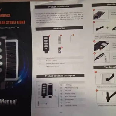 Lampara LED Solar de Alta Intensidad con panel Cod:Alofoke - 8/9