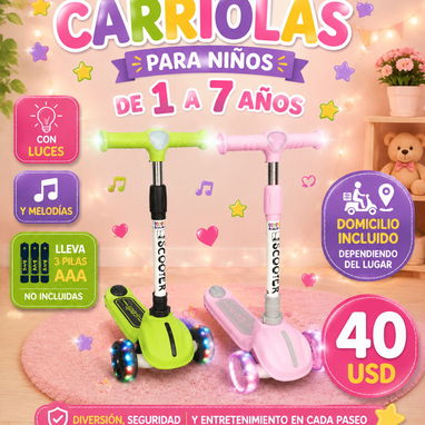 Bicicleta medida 12 16 y carriolas de 1 a 7 años con luces y melodías - 3/4