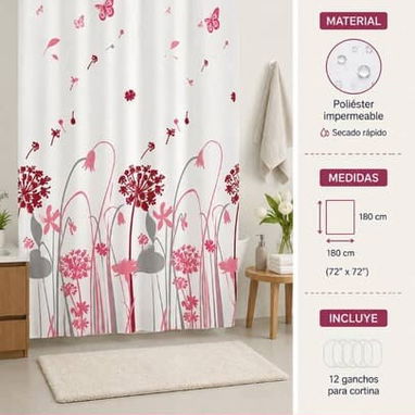 Cortina de Baño Impermeable – Diseño Exclusivo  💰 9 USD. Dale un toque moderno y elegante. - 2/4