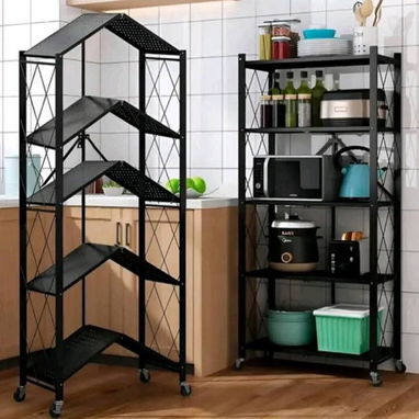 Estante metálico plegable con ruedas - 3/4