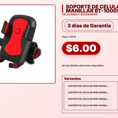 SOPORTE DE CELULAR PARA MANILLAR BT-10005 . - 2/4