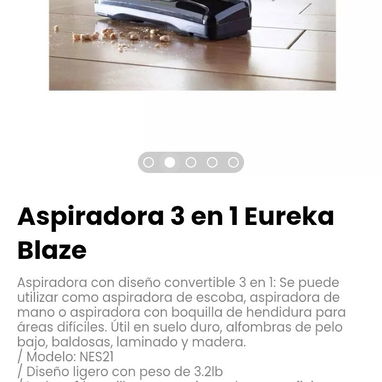 Aspiradora 3 en 1 Eureka Blaze. Se puede utilizar como aspiradora de escoba, aspiradora de mano o  con boquilla - 2/4
