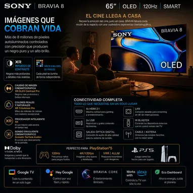 Sony BRAVIA 8 OLED 65” 4K UHD smart TV Google - 3/10