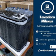 Lavadora Semiautomática 7 kg Milexus Con Palanca de Enjuague Precio:160 usd 2 meses de garantía - Img 55674972
