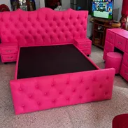 Cama tapizada con cómoda y pielera - Img 57392774