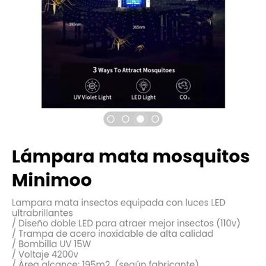 Lámpara mata mosquitos Minimoo. Equipada con luces LED ultrabrillantes - 3/4
