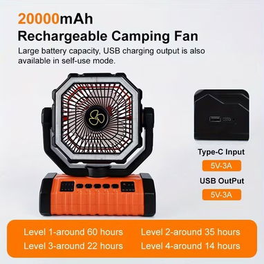 VENTILADOR RECARGABLE YOOMUE MODELO X11 20000MAH LED CONTROL REMOTO 4 VELOCIDADES ENVÍO DISPONIBLE + GARANTÍA - 5/10