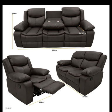 Juegos de sala de cuero 321  exelente calidad y confort ,en negro en Carmelita ,y gris nuevos en caja disponible - Img 122727434