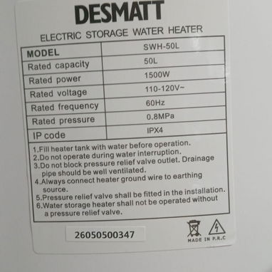 Calentador de Agua 50L Marca Desmatt - 2/2