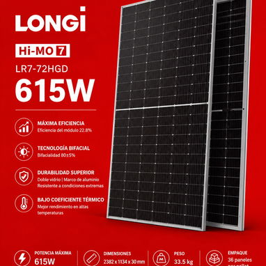 Paneles solares LONGI 615w BIFACIALES.💡Disponibles! - 2/3