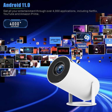 Mini Proyector 4K Soporte Portátil WiFi 6 BT 5.4 [App Integrada] Android 14 1080P Full HD Corrección Trapezoidal Automát - 4/5
