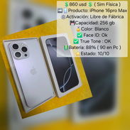 iphone 16 pro max con su caja dual Sim física venta o cambio x iPhone menor y vuelto - Img 56578170