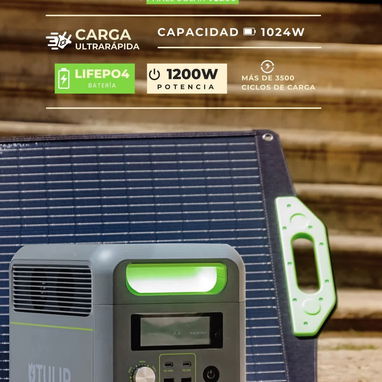 Estacion de energia 1200w con panel solar - 2/3