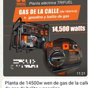 Planta Eléctrica de gasolina, gas de la calle y gas de balita 14500 w - Img 56880349