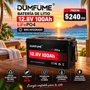 Dumfume lifepo4, 12.8v 100 amp, BMS integrado - Img 58191714
