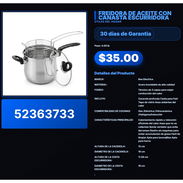 FREIDORA DE ACEITE CON CANASTA ESCURRIDORA . - Img 57509162