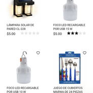Lámpara solar de pared, bombillos recargables y juegos de cubierto de 24 piezas. voy pa ti ✅️ - Img 57160118