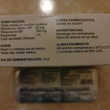 ©️- Diclofenaco Sodico /50mg + Paracetamol /500mg, 1 Tira de 10 Tableta -©️ - Img 87221670