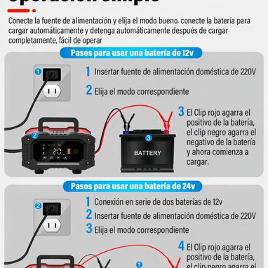 Cargador inteligente de batería 12V 24V 20a - 6/10