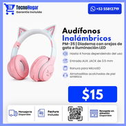 Audífonos inalámbricos con orejas de gato - Img 57922401