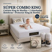 🛌 Colchón de Muelles DAWANG 💤 2 Almohadas Hoteleras ✅ Protector de Colchón Antialérgico 🚚 Mensajería Gratis - Img 57802232