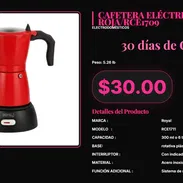 Cafetera eléctrica RCE1709 Royal roja 6 tazas, Royal cafetera RCE1709 roja acero inox 6 tazas . - Img 57368205