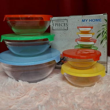 🔮Set de bowls  con diseño de cristal. Compuesto por 5 recipientes de diferentes tamaños - Img 107030306