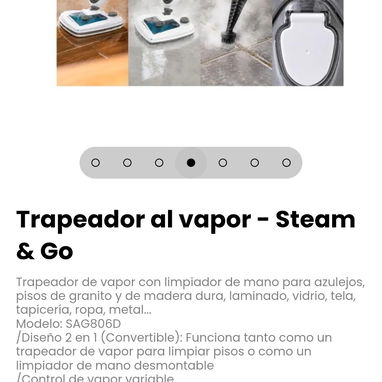 Trapeador al vapor - Steam & Go. Modelo: SAG806D - 4/7