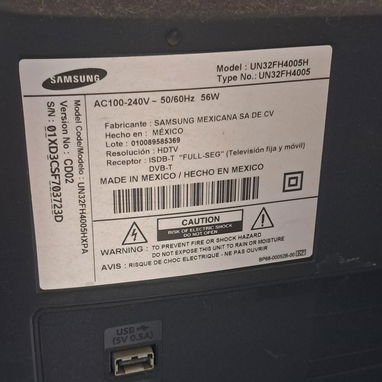__TV Samsung de 32" de uso, con su base, y control remoto original. - 3/3