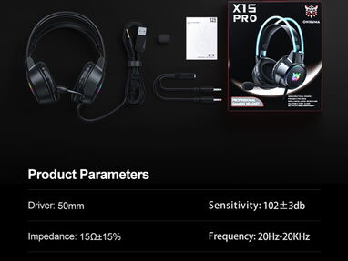Audífonos gamer ONIKUMA X15 Pro RGB con micrófono para video videojuegos,  estéreos Surround 3.5mm - Img 38472283