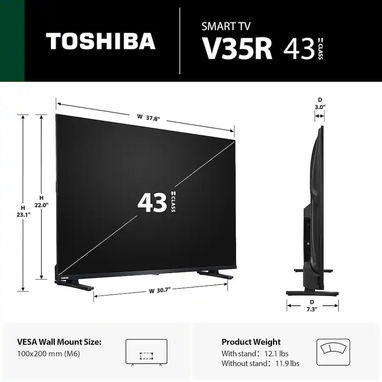 Smart Tv Toshiba 43 pulgadas Toshiba Class V35 Series FHD 1080p Smart Fire TV (2025) precio $275 USD Transporte incluido - 3/4