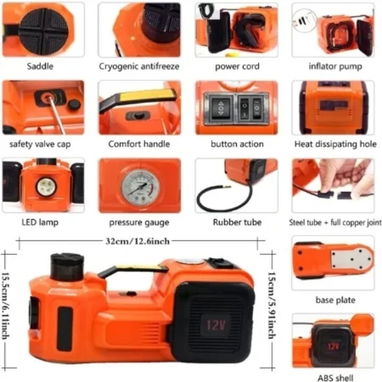 GATO ELÉCTRICO 3 EN 1 . Gato hidráulico eléctrico. Compresor. Martillo de emergencia - 4/7