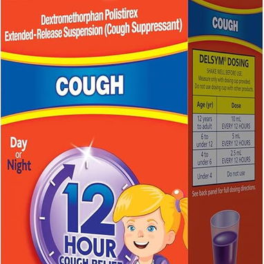 Delsym ( Dextrometorfano ) en jarabe para la tos en niños Alvio de tos gripe resfriado antiviral Supresor de la tos - Img 118928293
