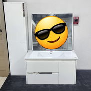 Mueble blanco para baño lavamano empotrado mueble con gavetas espejo y botiquín - Img 57589882