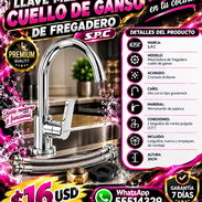 LLAVE MEZCLADORA CUELLO DE GANSO DE FREGADERO S.P.C, INCLUYE LOS LATIGUILLOS, TUERCA Y EMPAQUE DE MONTAJE. FACTURA - Img 57620182