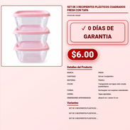SET DE 3 RECIPIENTES PLÁSTICOS CUADRADOS FRESH CON TAPA . - Img 57882314