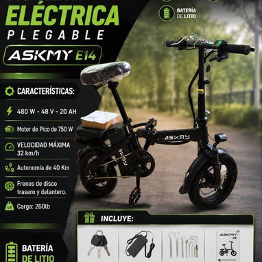 BICICLETA ELÉCTRICA PLEGABLE ASKMY E14 - Img 121986125