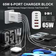 Cargador de pared USB C, bloque de carga rápida GaN de 65W con 6 puertos, - Img 56356813
