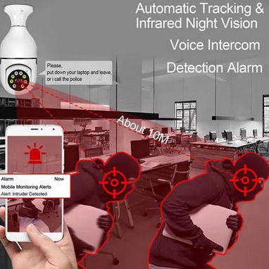 Gangaa Cámara de vigilancia con bombilla E27 para interiores, videocámara inalámbrica con Wifi - Img 86283984