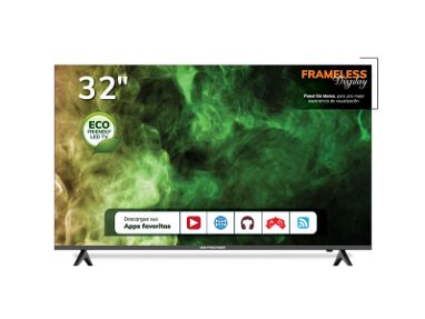 Premier TV 32” HD Smart, DVB-T2, BT, Sin marco, Android 13.0, Soporte de Pared Incluido, 2 Control Remoto. New, Sellado. - Img 64931945