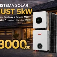 Inversor Sun 5kw+ batería must 5kwh + 5 paneles bifaciales 630w precio 3000 usd - Img 55864228