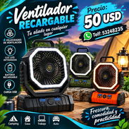 ⚡ Ventilador Recargable F6 20 mil miliamperes ⚡   🌬️Ventilador (hasta 58h): ▪ V1: 58h | V2: 32h | V3: 19h | V4: 12h  🔦 - Img 57516189