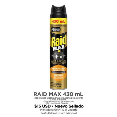 🚨 INSECTICIDA RAID MAX 430 mL - ¡ACABA CON LA PLAGA DE CUCARACHAS Y RASTREROS! 🚨 - 15 USD - 2/2